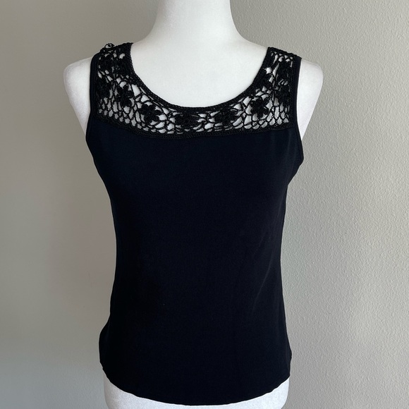 Joseph A Tops - Joseph A Black Lace Women's Top Size L